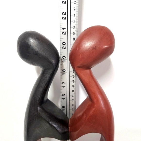 Wooden Hand Carved Romantic Passionate Loving Couple Abstract Figurine Sculpture - Picture 6 of 15